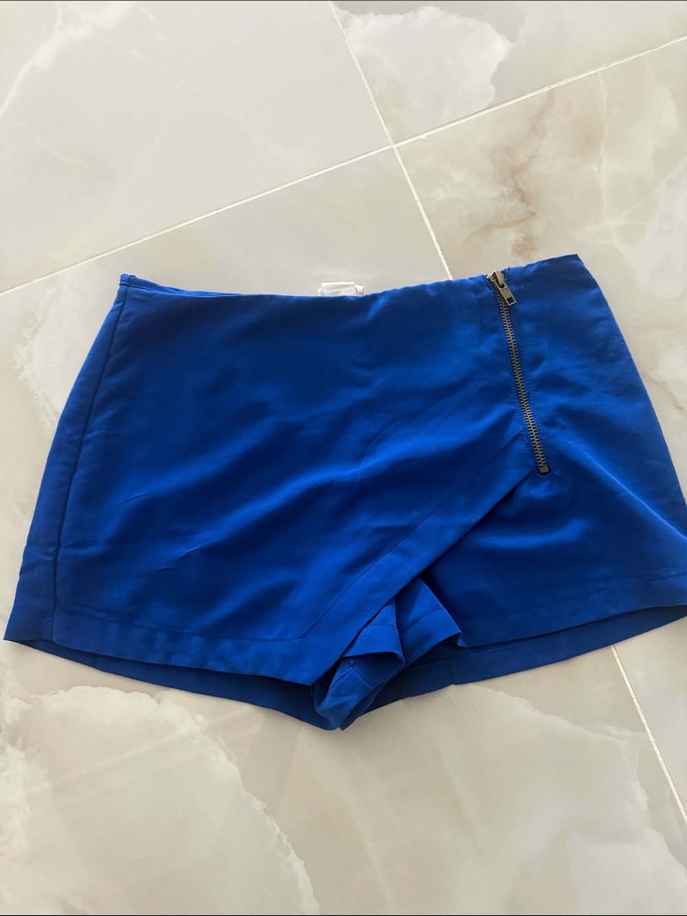 one clothing Royal Blue Wrap-Front Skort with Exposed Zip
